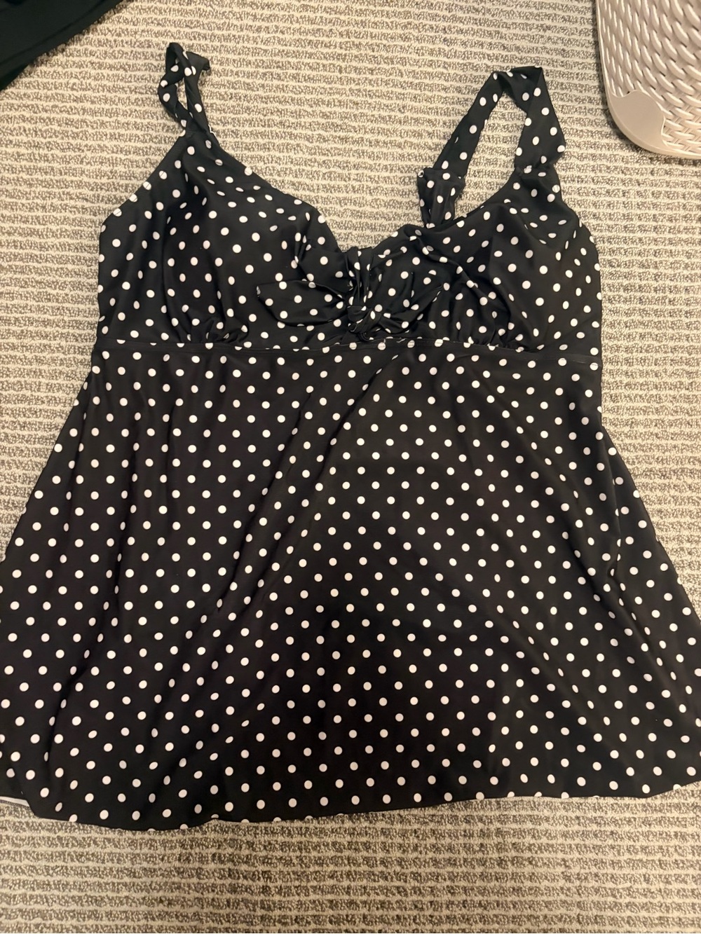 Cacique Black and White Polka Dot Swim top and black high waisted bottoms